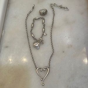 Brighton necklace, bracelet and filigree silver ring